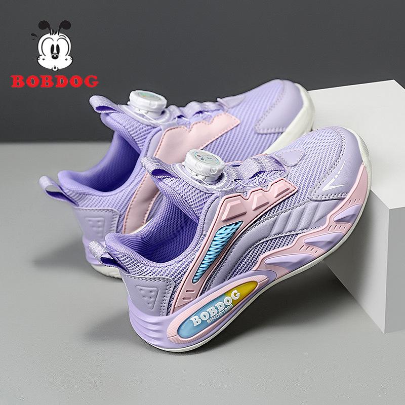 Babu bean boys shoes 2025 spring and autumn new casual leather surface waterproof soft sole rotating button children's sports shoes