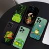 Frog Cartoon Phone Case For iPhone17,16,15,14,13,12 Plus,Max Soft Silicone Black Cover