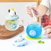 For Sanrio Collaboration Glass Cup Honey Cant-Shaped Water Cup for Kids HelloKitty&Kuromi Pattern Mug with Cartoon Silicone Lid