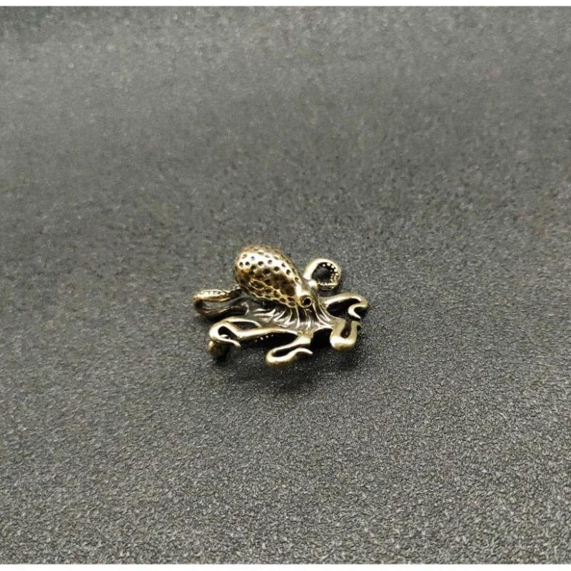 Messing Oktopus Heimdekoration Antik Kupfer Tierfiguren Miniaturen Schreibtisch Ornament Zubehör Kreativer Tisch Tee Haustiere Handwerk