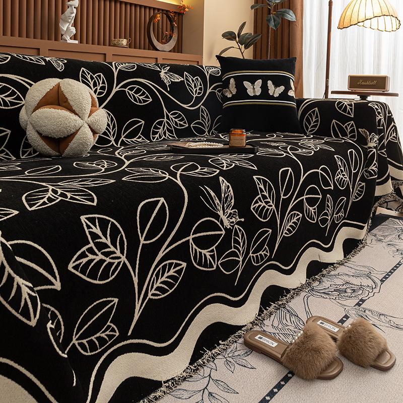 Premium Leather Sofa Cushion Autumn And Winter  New Plush One-Piece Straight Non-Slip Seat Cushion Sofa Cover