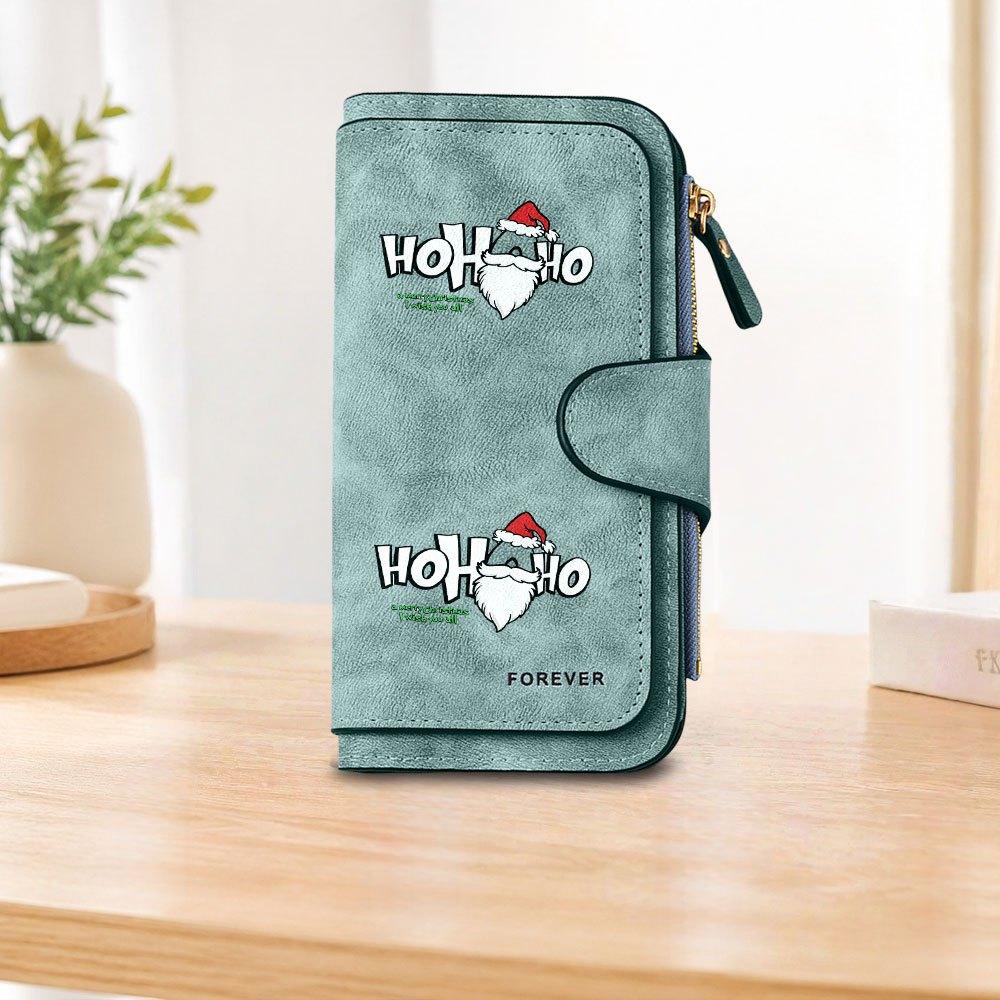 1pc Santa Claus HOOHO Long Zipper Wallet, Large Capacity Card Holder, Unisex Clutch Bag, Fashionable Zipper Coin Purse, Suitable for Daily Use, A