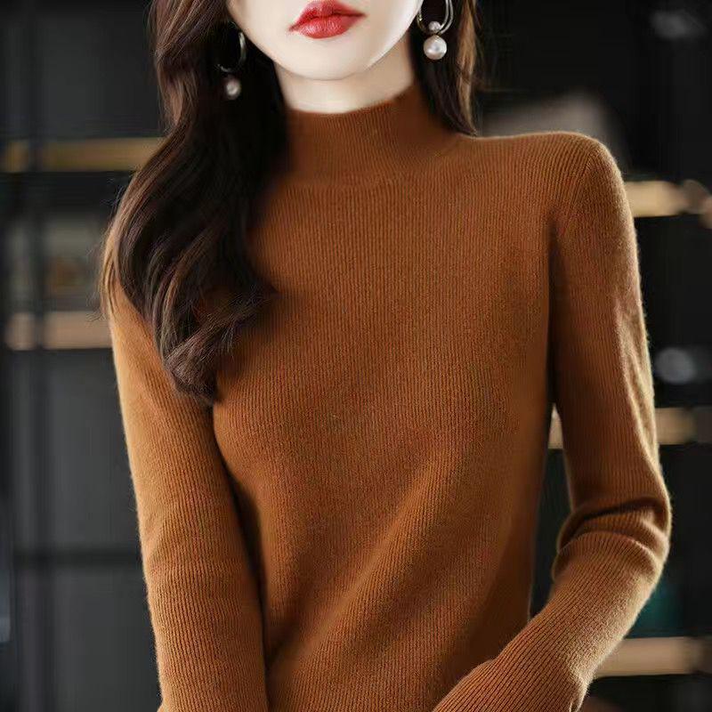 2024 Women's Half-Turtleneck Slim Fit Knitted Sweater - Autumn/Winter Wear