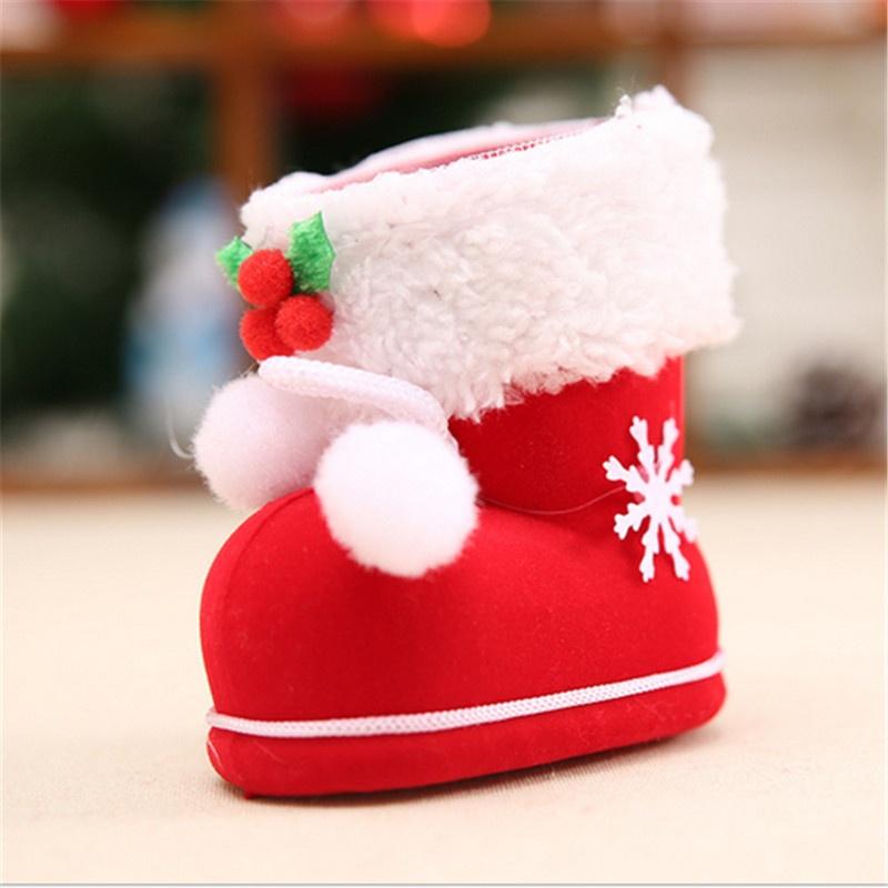 4 velikosti vánoční cukroví boty Santa Claus flockovací boty Punčochy Dekorativní cukroví dárková krabička