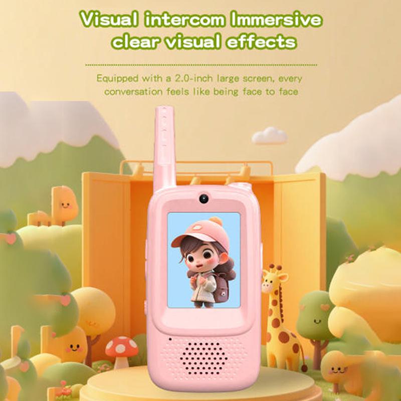 2Pcs Video Walkie Talkies For Kids Rechargeable With Screen Display And Voice Effects Long Range Outdoor Toys Birthday Gifts
