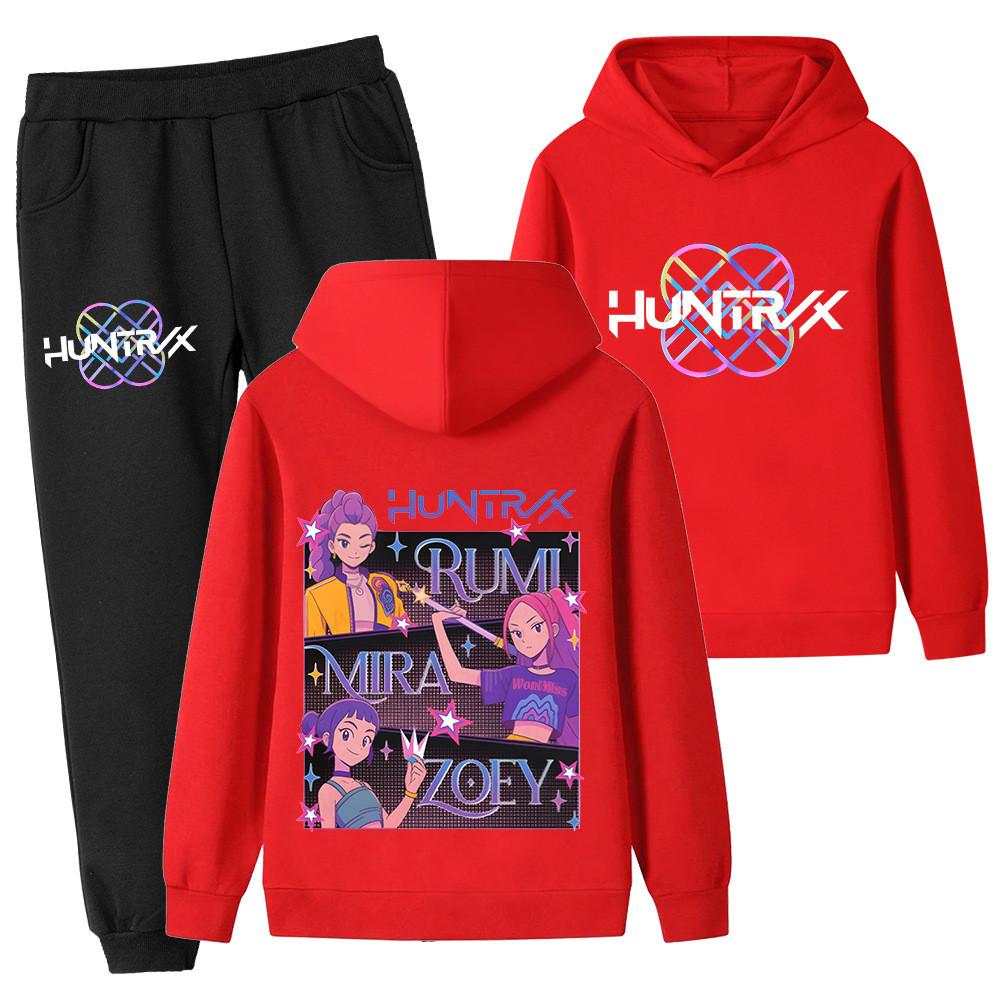 PB1225-2 Kids Boys Girls Kpop Mira Zoey Rumi Double-sided Print Long Sleeves Hoodie Pants Trousers Clothes Sets