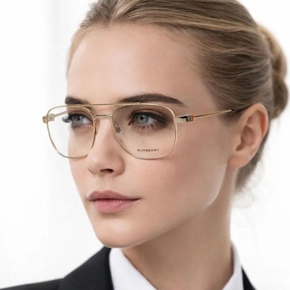 

Burberry Eyeglass Frames BE1377 1109 Double-Bridge Gold Frame Fashion Men Women