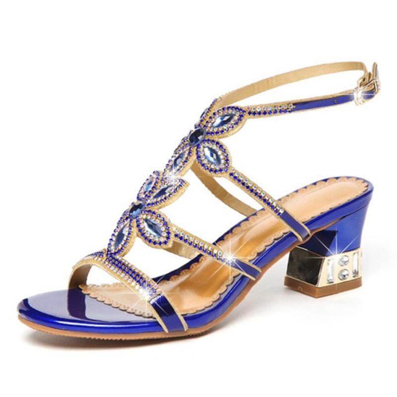 Fashion GKTINOO 2025 Rhinestone Women Sandals Genuine Leather Soft Rubber Sole Basic Buckle Strap Size 34-40 Women's Summer Shoes