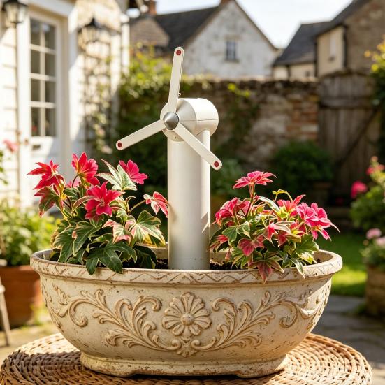Spinning Windmill Plant Waterer Planter Insert Windmill Hydrator Decorative Automatic Plant Irrigation Spike for Indoor Outdoor Potted