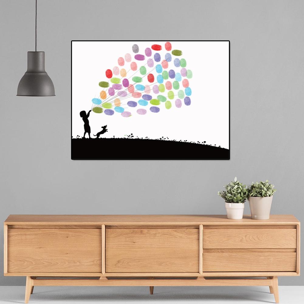 DIY Fingeravtrycksträd Målning Bröllopsdekoration Gästbok Signaturträd HemfestdekorationBarn