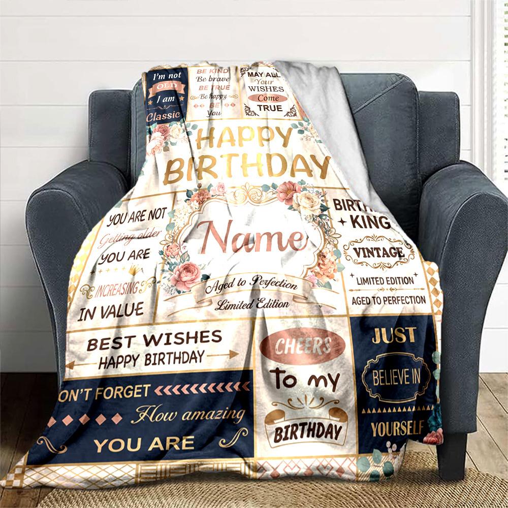 Vintage Celebration Blanket Personalized Name Soft Warm And Versatile For Sofa Bed Office And Travel Machine Washable Comfortable In All Seasons Best