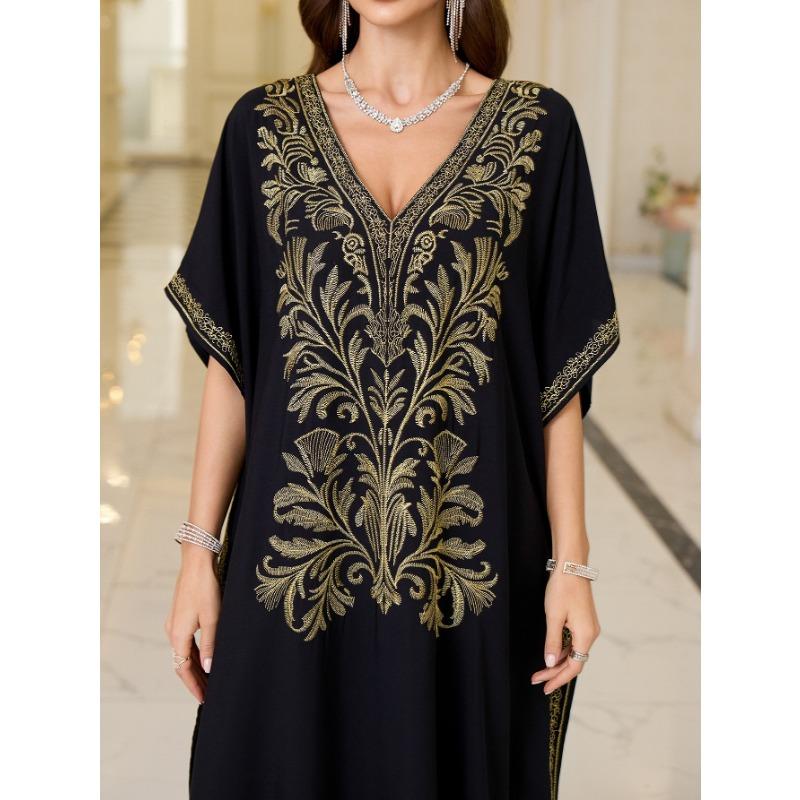 Moda damska Lato Wiosna Kwiatowy wzór Nadruk Rękawy 1/2 Dekolt w serek Luźna talia Sukienki codzienne