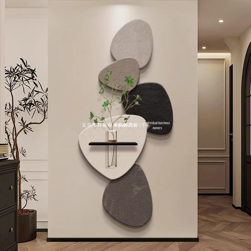 Chinese-Style Foyer Painting: 'Turn Stones Into Gold' with Hydroponic Green Plant Design