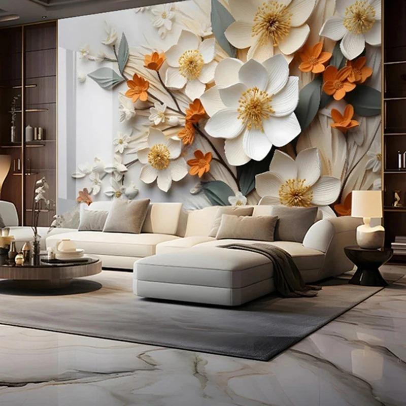 Moderne 3D Stereo Bakgrunn Tapet Veggmaleri Blomstermønster Kunstdekor Maleri Bakgrunn Tapet