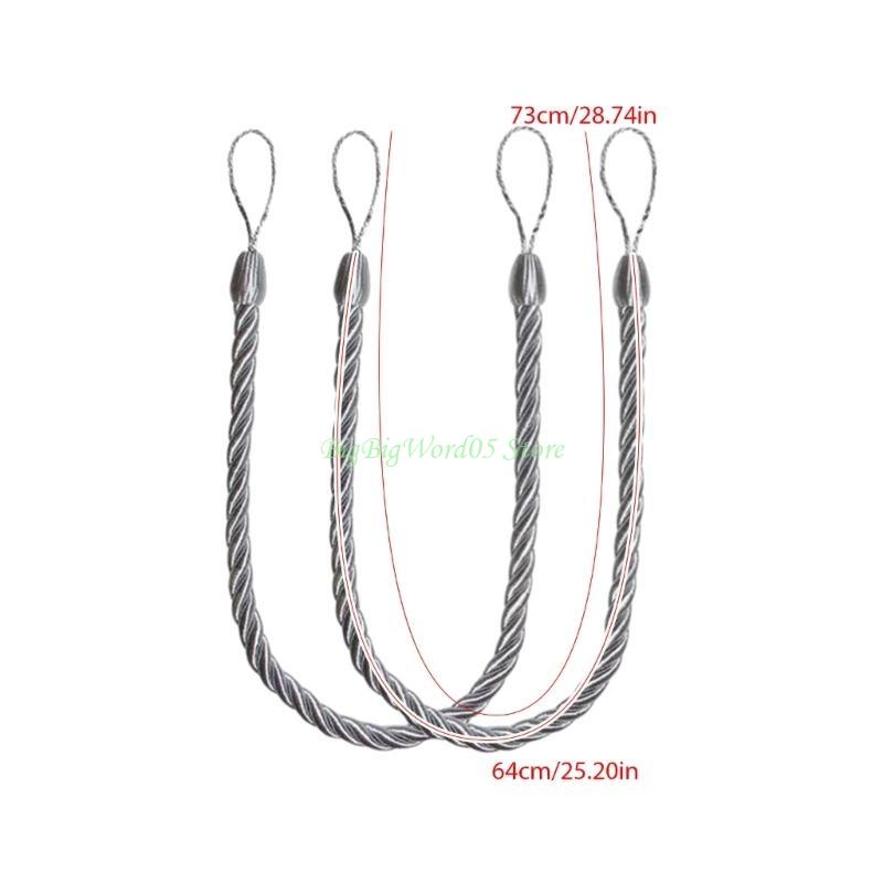 24TE 4Pack Elegant Bohos Styles Cotton Rope Curtain Tiebacks Soft Handwovens Decorative