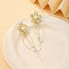 Flower Tassel Pearl Earrings Retro Light Luxury High-End Stud Earrings Women'S Niche Fashion Temperament Earrings