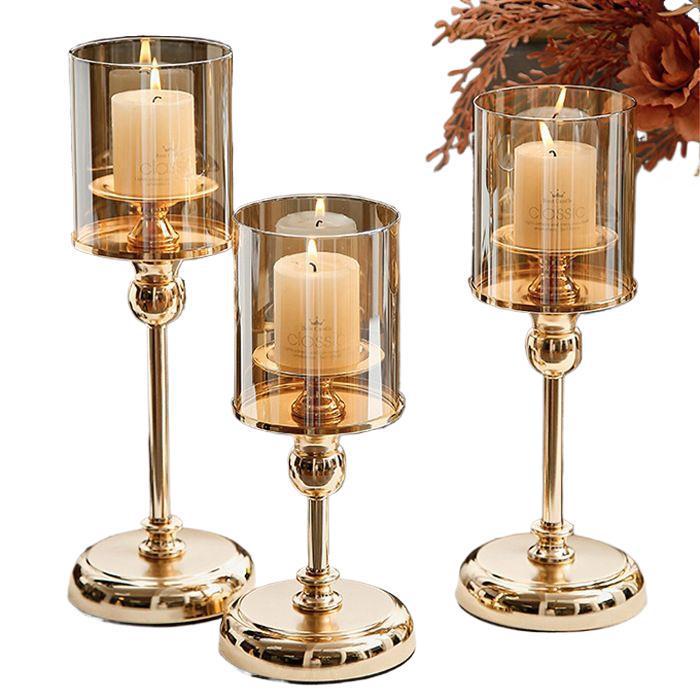 Luxus Európai Fém & Üveg Gyertyatartó Dekorációk Romantikus Vacsorákhoz