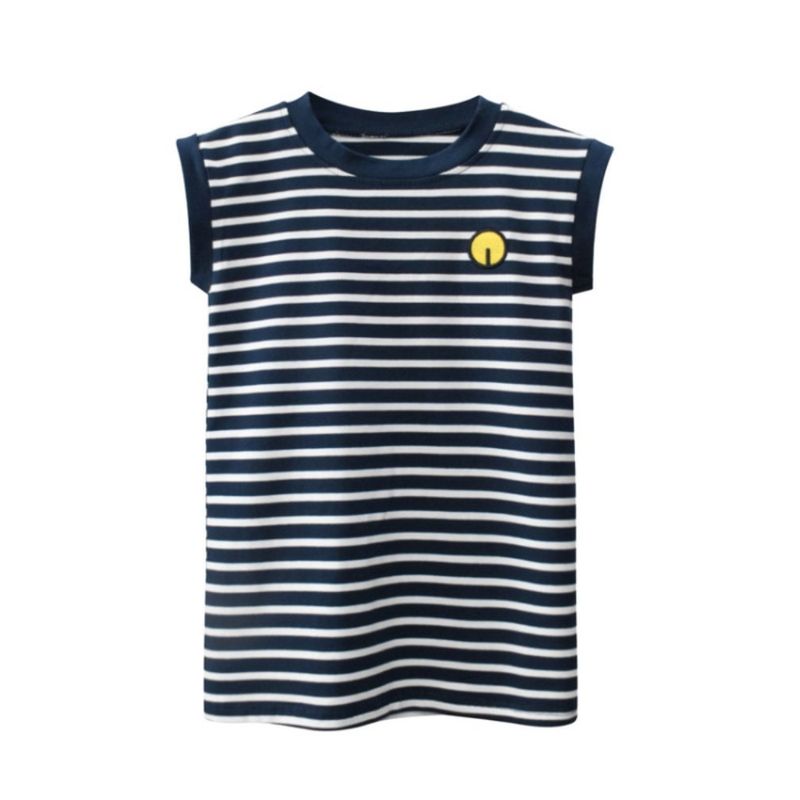 Summer Children's Embroidery Lycra Cotton Striped Dress