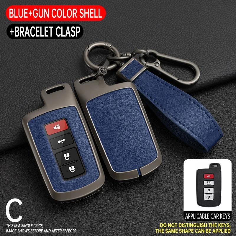 2 3 4 Buttons Zinc Alloy Leather Car Key Case Cover for Toyota RAV4 Highlander Avalon Sequoia Tundra Tacoma 4Runner Cruise Prius