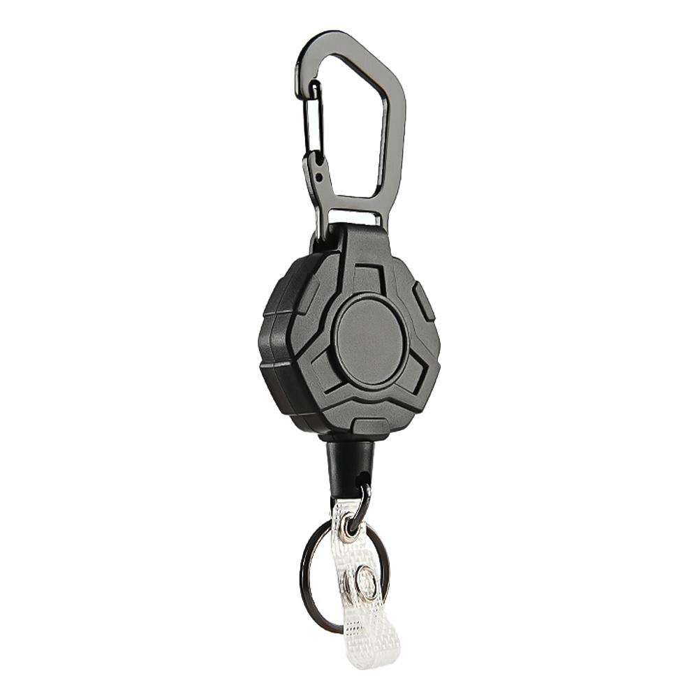 High Elasticity Thickened Steel Wire Retractable Keychain Outdoor Anti-Theft Anti-Loss Hexagonal Easy-Pull Buckle