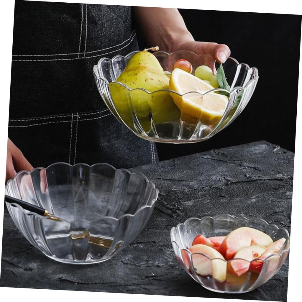 OUNONA Clear Salad Lotus Flower Fruit Dessert PC Tableware for Home and Commercial Use Bowl, 19.5cm, Shape, Bowl, Bowl, Acrylic, Shatter-Resistant,