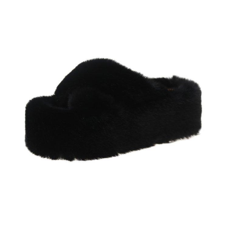 Thick-bottomed fluffy slippers for women to wear new home thermal cotton slippers