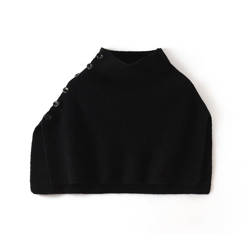 Cross-Stitch Button-Up Shawl for Women - Autumn/Winter Warm Knit Wool Scarf & Pullover Outerwear