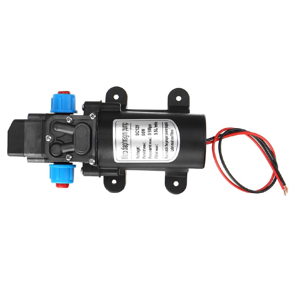 Dc 12V 80W Micro Electric Diaphragm Water Pump Automatic Switch 5.5L / min High Pressure Car Wash Water Pump  0.9Mpa