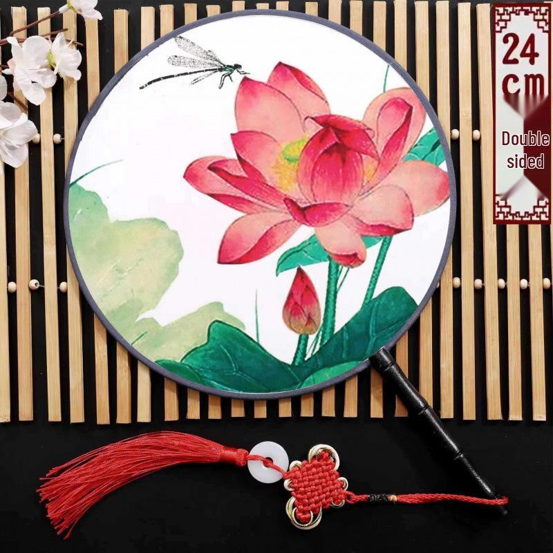 Neuer doppelseitiger runder Cheongsam Performance Tanzfächer