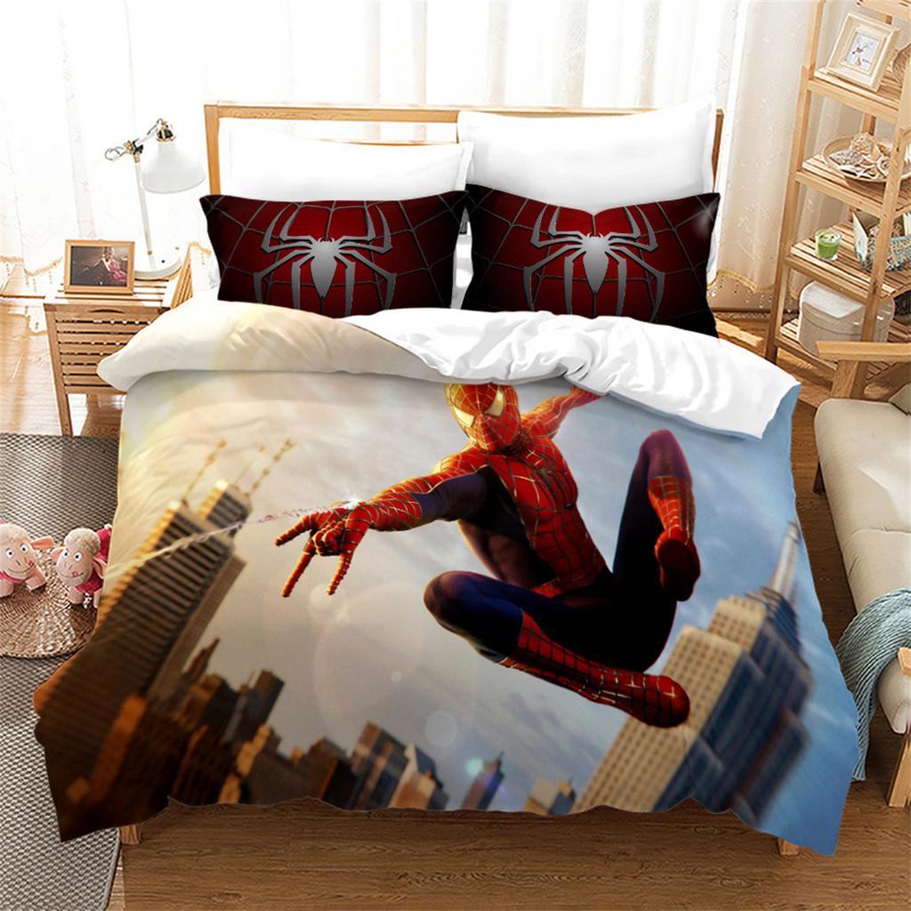 Spider Hero Man Anime Duvet Cover Set, Microfiber Duvet Cover Comforter Cover 2Pcs With Zipper Bedding Set For Boy'S Bedroom