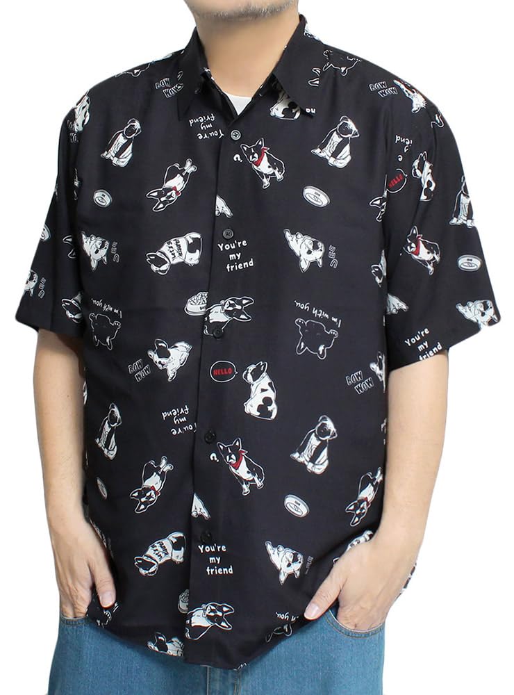One Colors Short Sleeve Plus Cool To the Silk Easy Aloha Size Black Men's Shirt, Size, Touch, Touch, All-Over Print, Care, Shirt, 3L, (3)