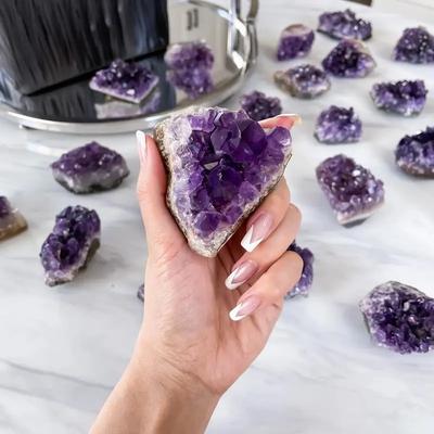 Géode d'Améthyste Cristaux Amas de Quartz Pierres Naturelles, Bijoux DIY Décoration d'Intérieur, Cadeau Parfait