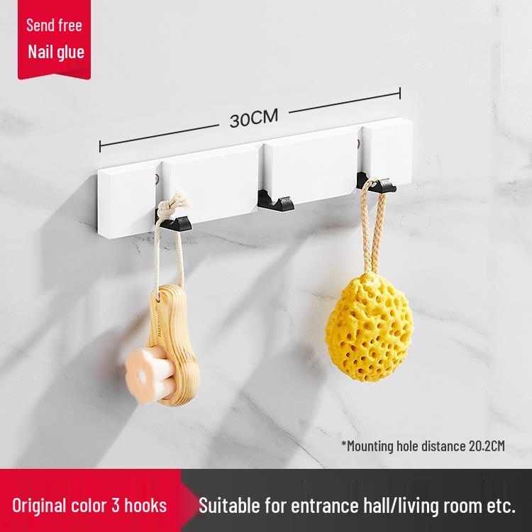 Foldable Wooden Coat Rack: Invisible Wall-Mounted Hooks for Living Room and Behind-Door Use