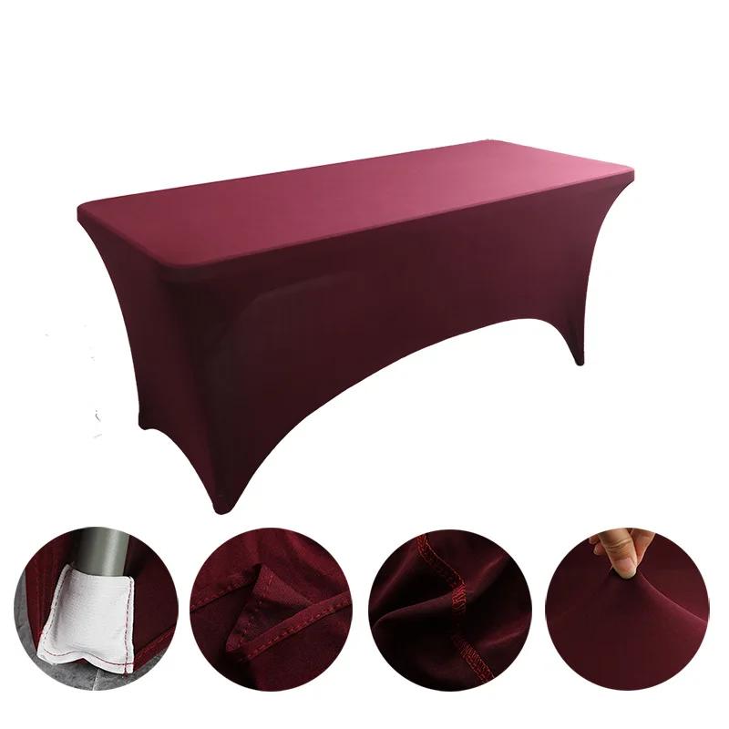 Black Spandex Rectangle Tablecloth for Wedding Banquet Hotel Birthday Party Meeting Room Decoration
