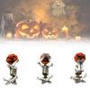 Delightful White Pumpkin Skull Set Three Resin Figurines Perfect For Halloween Parties