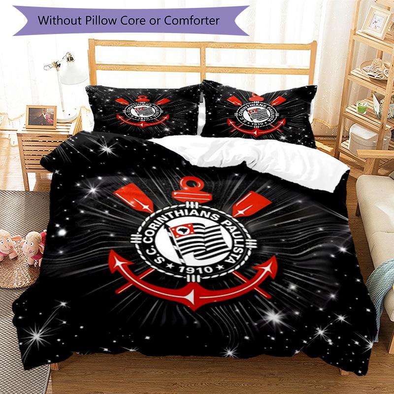 Sport Club Football Crest Printed Pattern Duvet Cover Set – includes 1 duvet cover and 2 matching pillowcases Bedroom decor Christmas gifts