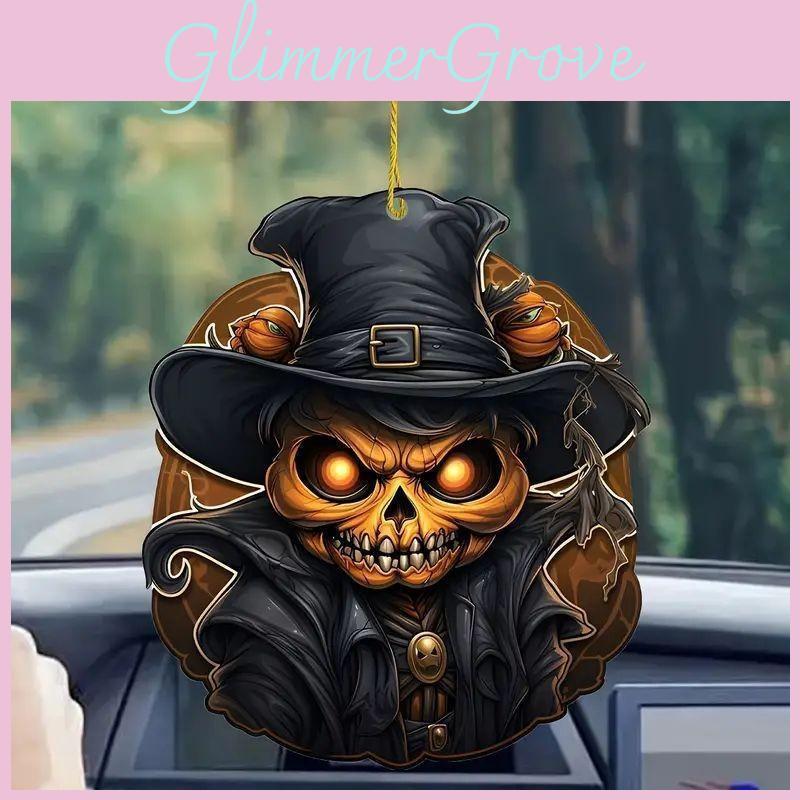 Car Halloween Decoration Pendant Acrylic Skeleton Head Pumpkin Vehicle Style