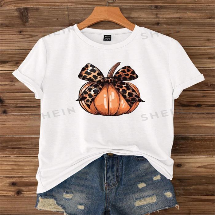 

Short-sleeved T-shirt European and American summer new women s fashion casual home commuting versatile round neck short-sleeved T-shirt 5XL білий