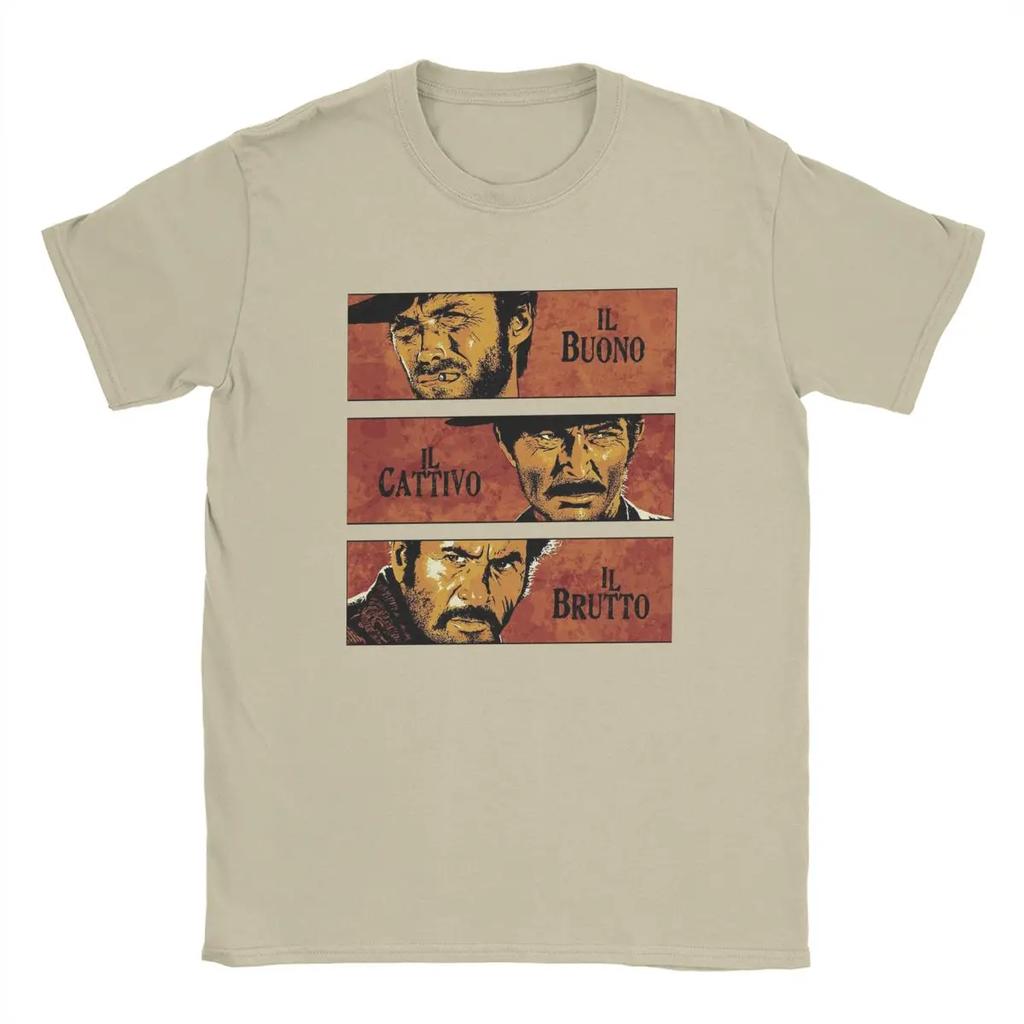 Men's The Good The Bad and Ugly T Shirt Angel Eyes Tuco Cowboy Cotton Tops Awesome Short Sleeve O Neck Tee Shirt Streetwear Tops