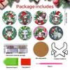 8Pcs Wooden Christmas Cartoon DIY Diamond Art Coaster Crafts with Holder DIY Diamond Painting Coaster Art for Beginners