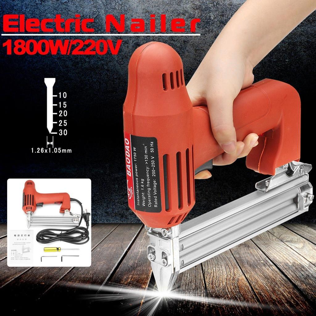 1800W High Power Electric Nailer 10-30mm Straight Nail Staple Piercing Gun Lightweight Portable Woodworking Power Tool