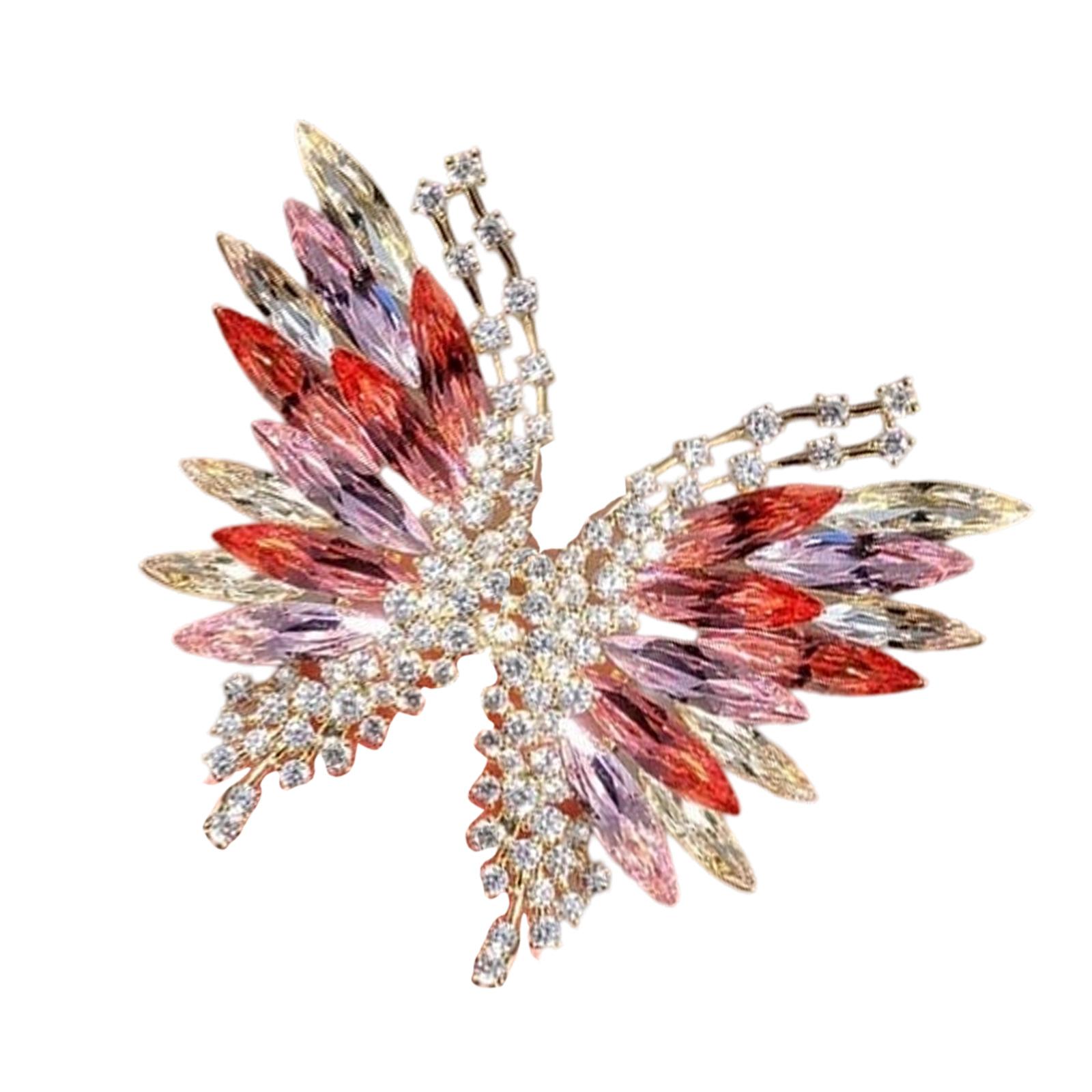 

Элегантная винтажная брошь-бабочка с цирконом для женской одежды, платьев, шляп, легкий значок из сплава, аксессуар розовый
