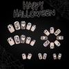 24 stycken Halloween Spindelnät Glitter Press-On Naglar Med Hjärtdesign Falska Naglar För Kvinnor Flickor