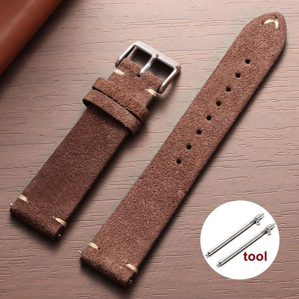 Vintage Soft Suede Leather Straps 14/16/18/20/22mm Watch Band for Omega Quick Release Calfskin Bracelet Men & Women Accessories