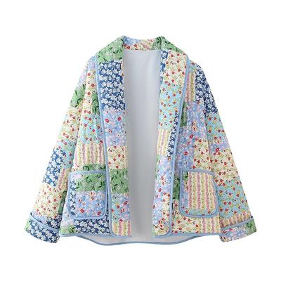 Women's Cotton Jacket Autumn Winter Floral Patterns Cardigan Elegant Ladies Street Shoot Women's