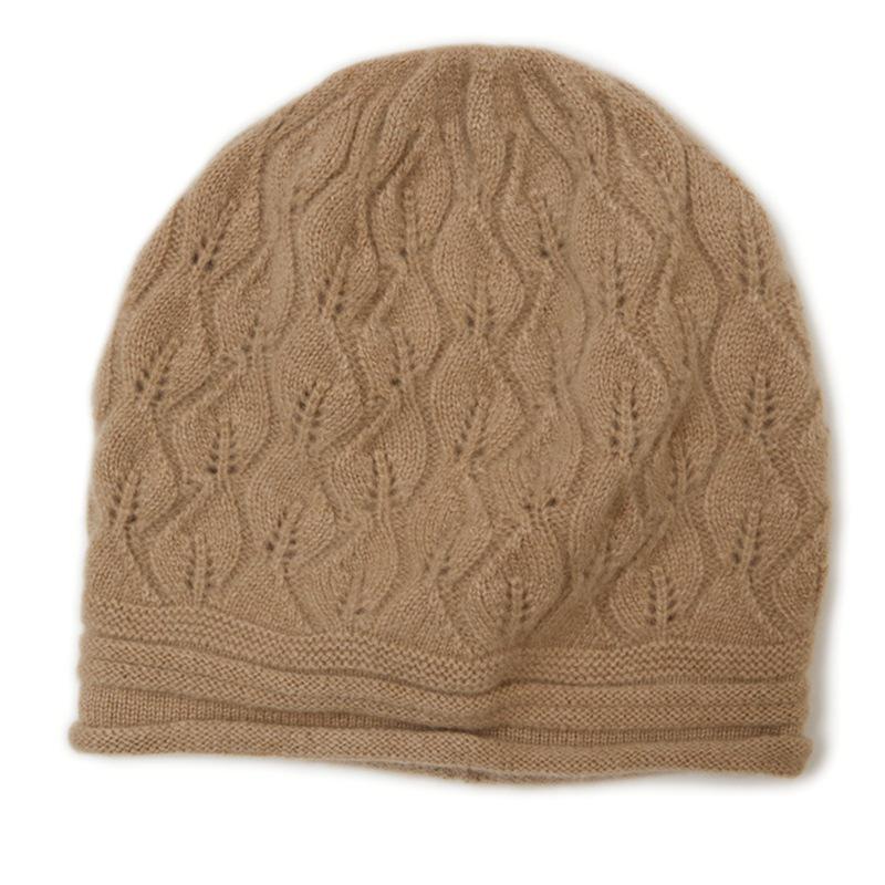 Kangsai Ni Women's 100% Cashmere Cable Knit Beanie - Warm, Fashionable, Versatile Solid Color Hat