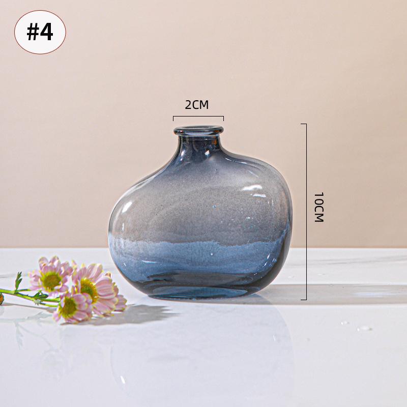 Brown Retro Glass Vase Plant Flowers Bottle Flower Arrangement Hydroponic Terrarium Desktop Vase Creative Home Decor Flower Pot