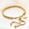 Stainless Steel 18K Gold-plated Bead Bracelet for Women Fashion Adjustable Chain Bracelets Daily Party