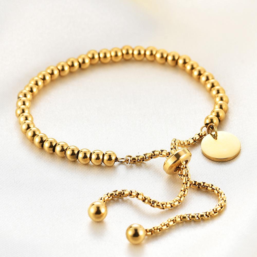 316L Stainless Small Ball Beads Pull Out Bracelet For Women Simple Fashion Circular Tag Bracelet Daily Party Jewelry