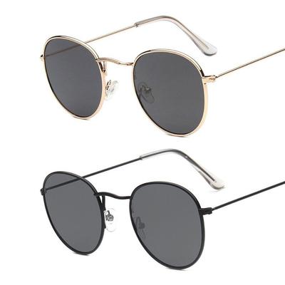 Vintage ronde zonnebrillen voor dames en heren, metalen montuur, retro zonnebrillen met UV-bescherming, zomerbrillen voor autorijden.
